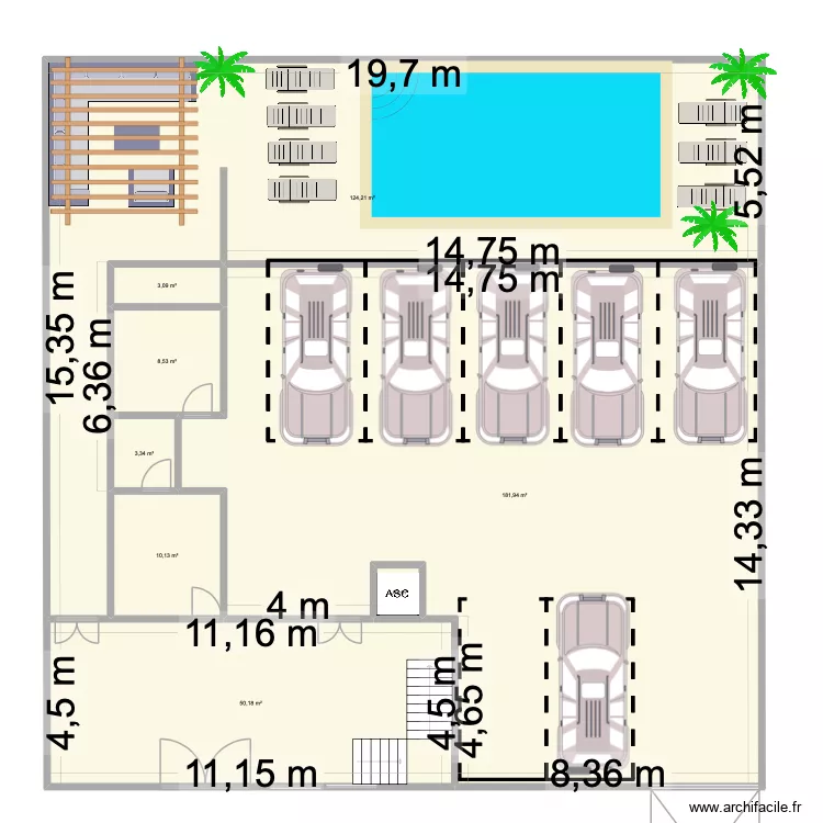 PROJET R+4 BALCON VITRE. Floor plan with 60  and 1755 m²