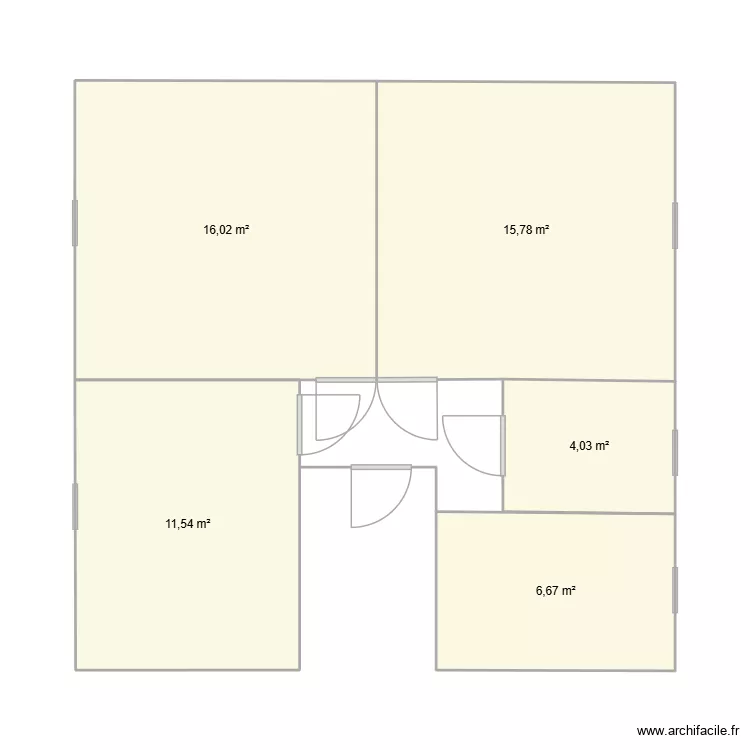 BASE. Floor plan with 5 rooms and 54 m²