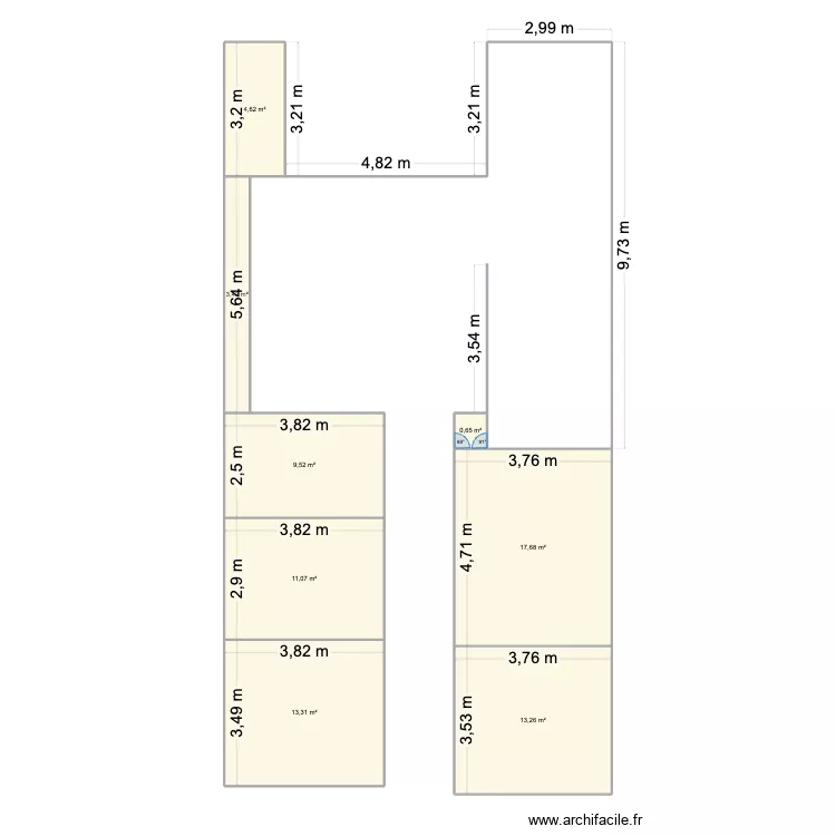 Penrose. Floor plan with 8  and 74 m²