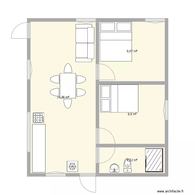 CASA SN. Floor plan with 5  and 62 m²