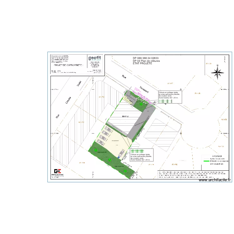 Plan de cloture 2 Lyon 8. Floor plan with 