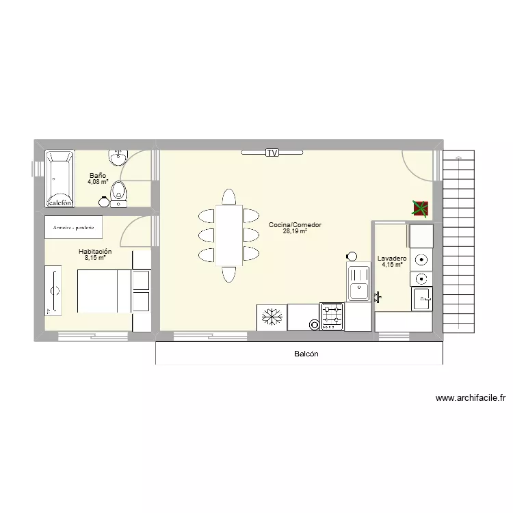 Prácticas. Floor plan with 4 and 45 m² Prácticas. Floor plan with 4 and 45 m²