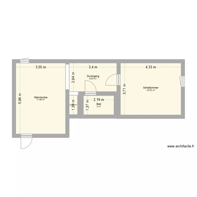 ETW Brauhausgassse. Floor plan with 5  and 45 m²