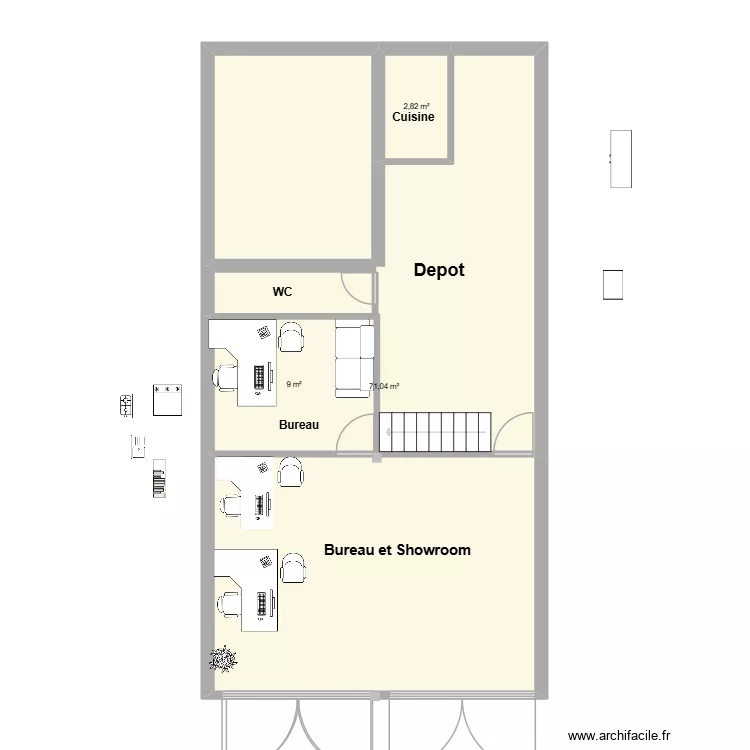 local alger3. Floor plan with 3 rooms and 83 m²