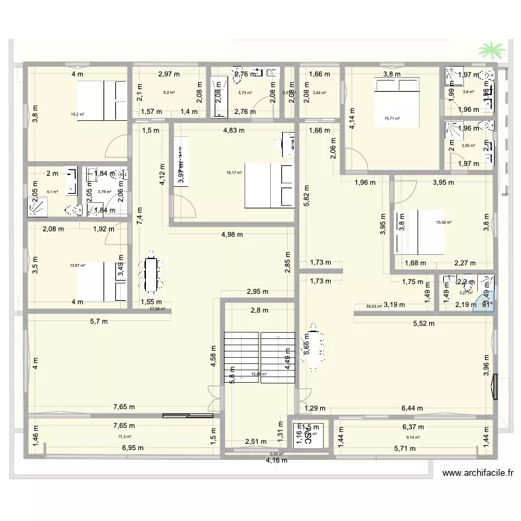 PROJET R+4 asc2. Floor plan with 