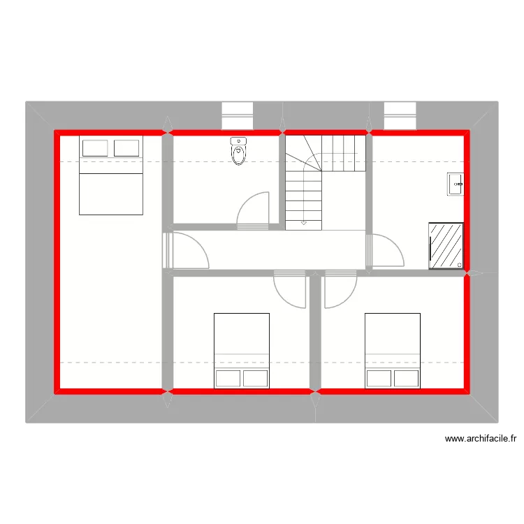 Oc&eacute;ane et Gwen Etage projet 3. Floor plan with 12  and 60 m²