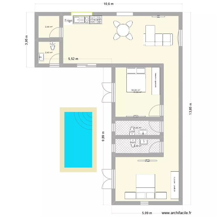 CH&Agrave;CARAh. Floor plan with 6  and 74 m²