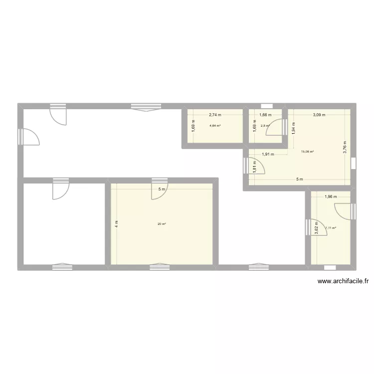 Casa. Floor plan with 5  and 50 m²