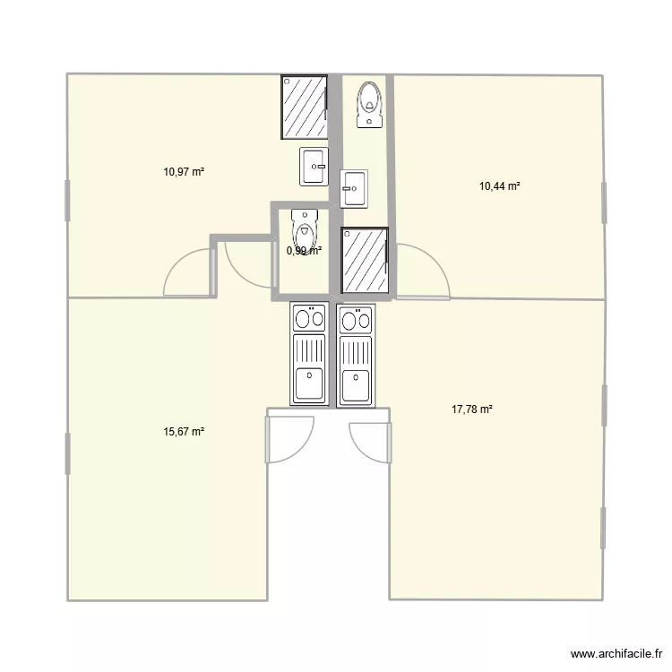 BASE OLG. Floor plan with 5 rooms and 56 m²