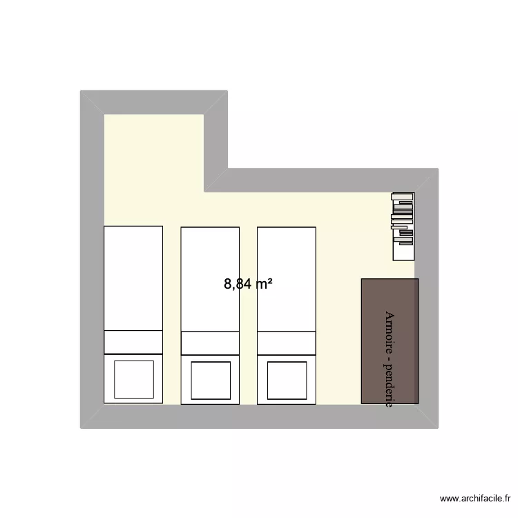 Habitación 6 Juanqui avec lits enfants. Floor plan with 1 and 9 m² Habitación 6 Juanqui avec lits enfants. Floor plan with 1 and 9 m²