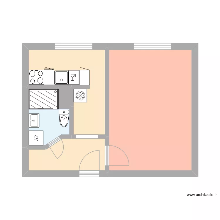 1+1 zkosen&aacute; koupelna. Floor plan with 5 Rooms and 29 m²