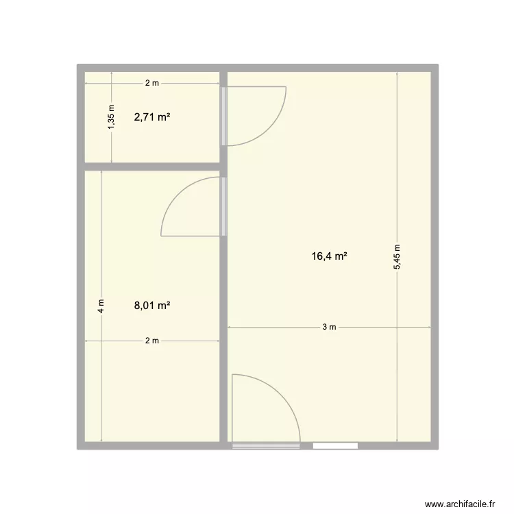 1BHK. Floor plan with 3  and 27 m²