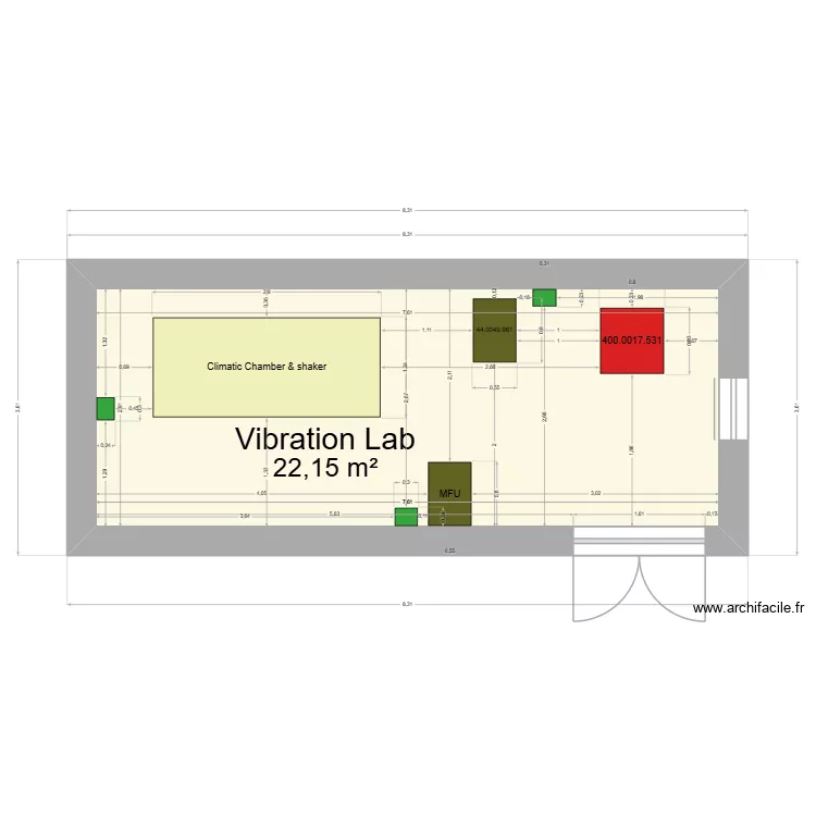 Vibration Lab. Floor plan with 1  and 22 m²
