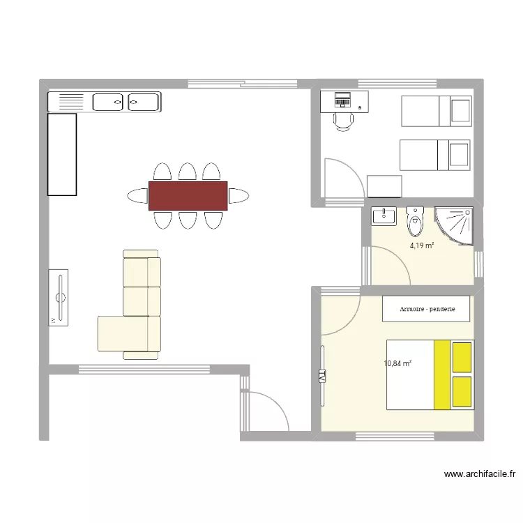 Proyecto 1. Floor plan with 2 rooms and 15 m²