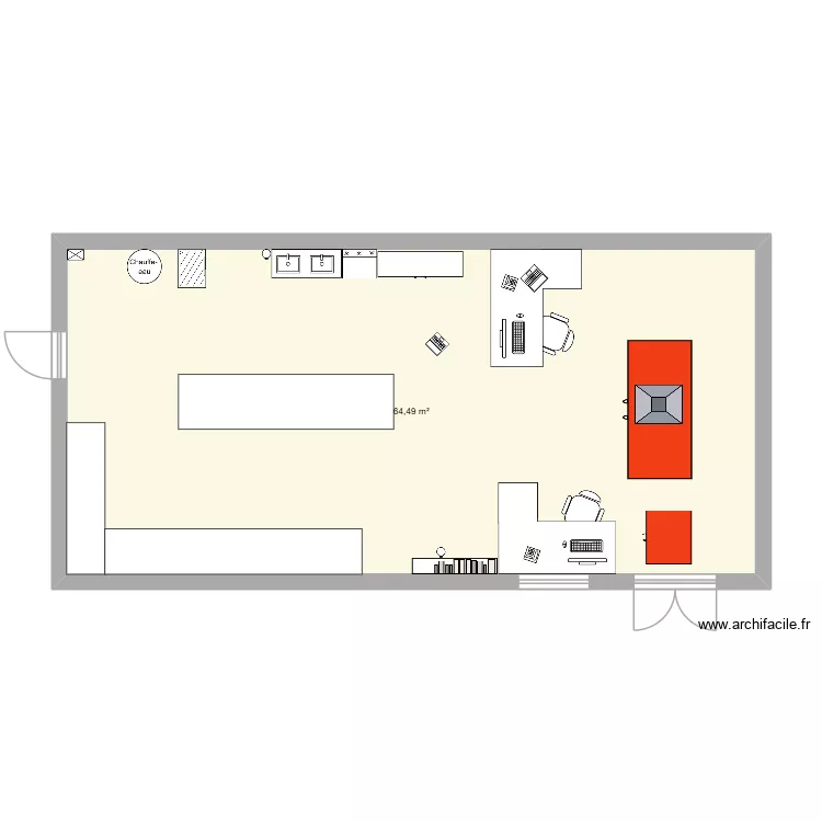Labo id&eacute;e Josh. Floor plan with 1  and 64 m²