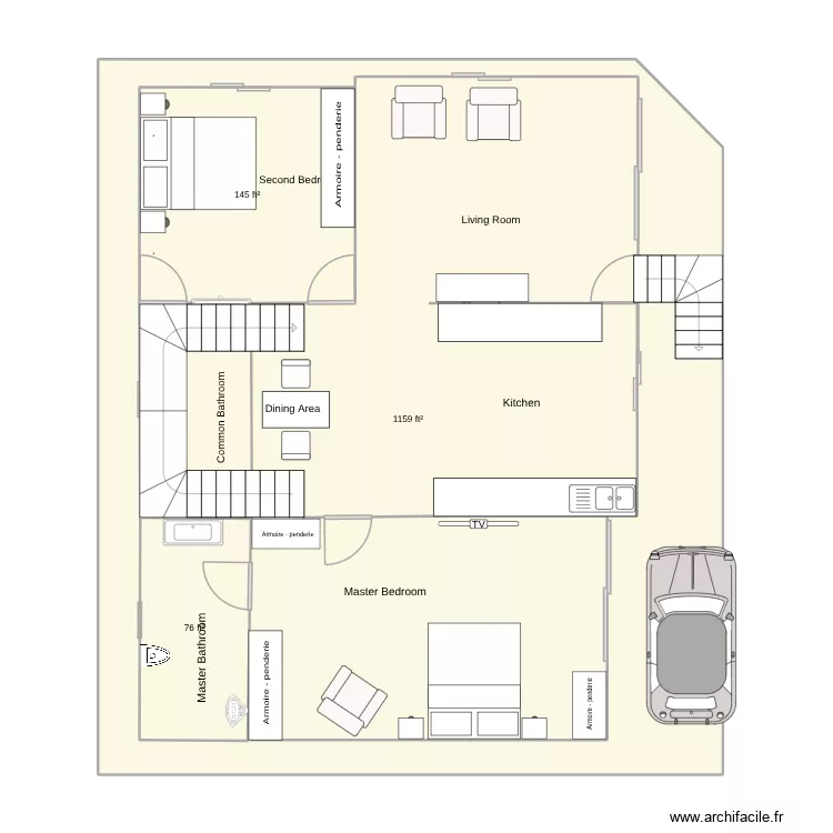 Villa No. 66. Floor plan with 3  and 149 m²