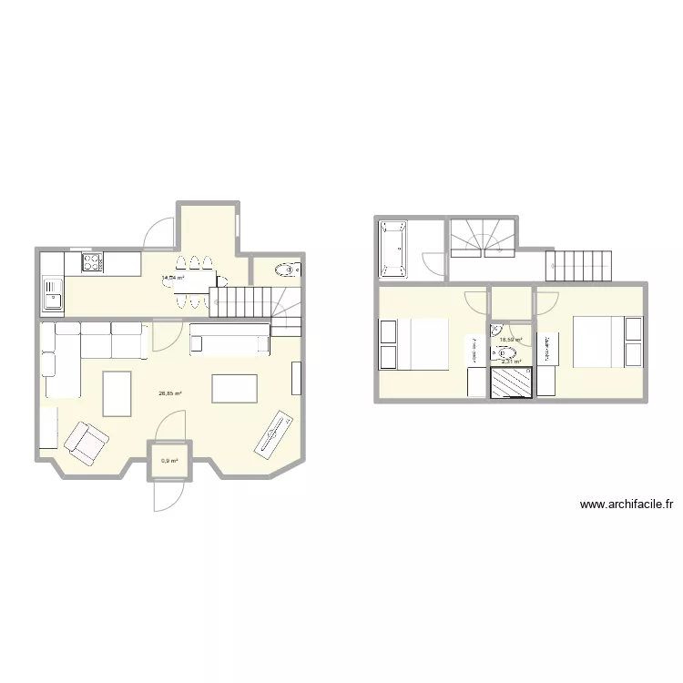 Cottage layout option 3. Floor plan with 