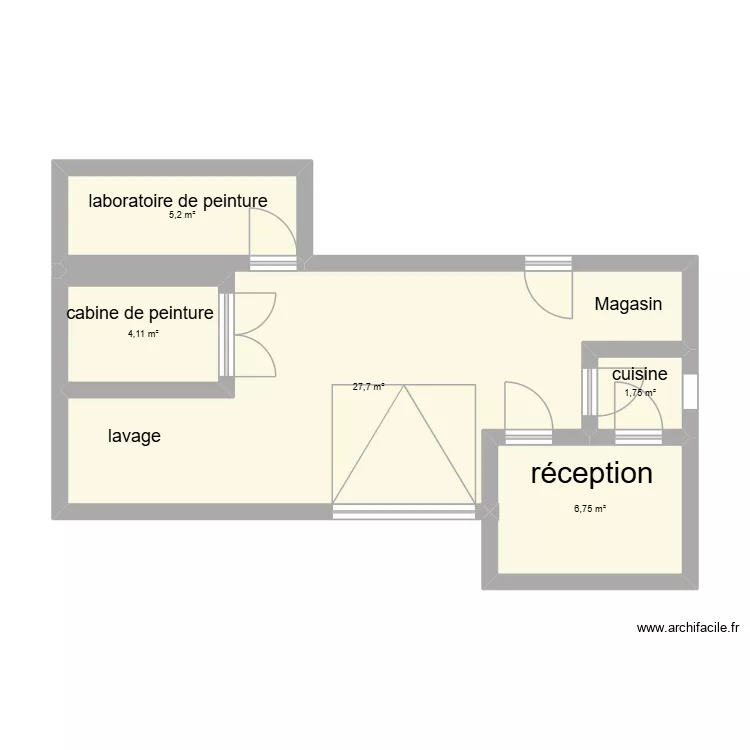 plan de keny. Floor plan with 5  and 46 m²