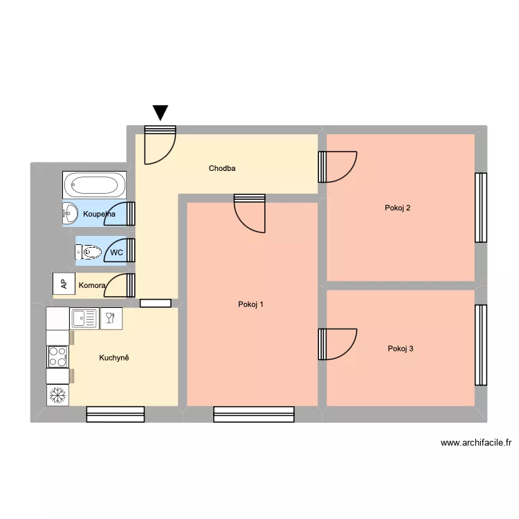 Hrušovská 2376, byt 8. Floor plan with 13 Rooms and 193 m² Hrušovská 2376, byt 8. Floor plan with 13 Rooms and 193 m²