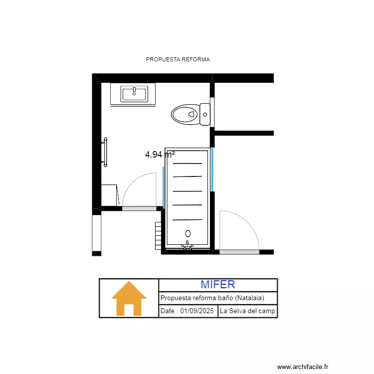 PROPUESTA REFORMA BA&Ntilde;O NATALIA. Floor plan with 