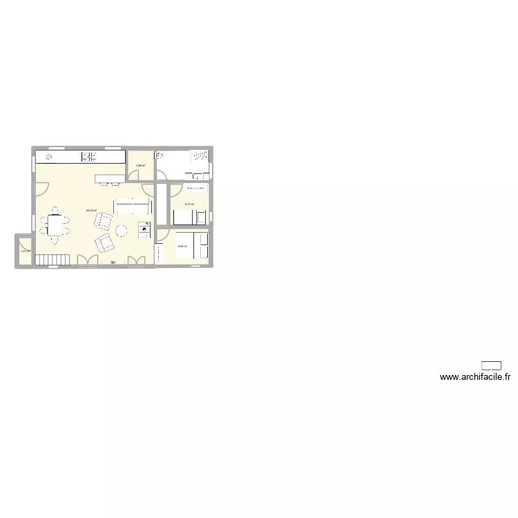 Plan test 1. Floor plan with 5 rooms and 63 m²