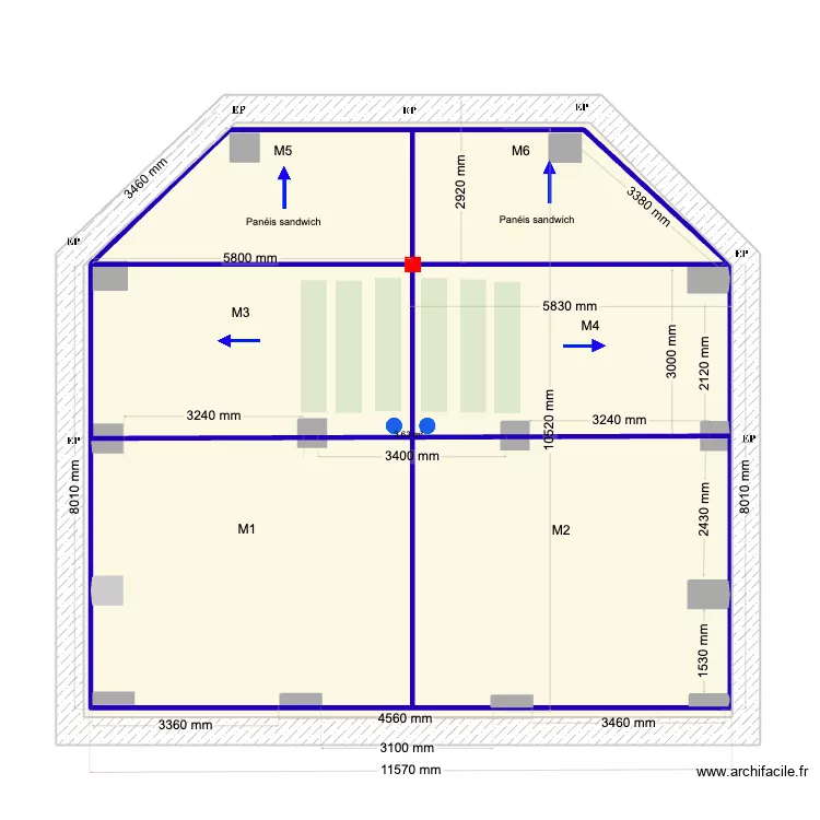 Hilton. Floor plan with 7  and 228 m²