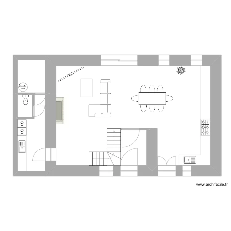 Oc&eacute;ane et Gwen Projet 2 Rez de chauss&eacute;e. Floor plan with 