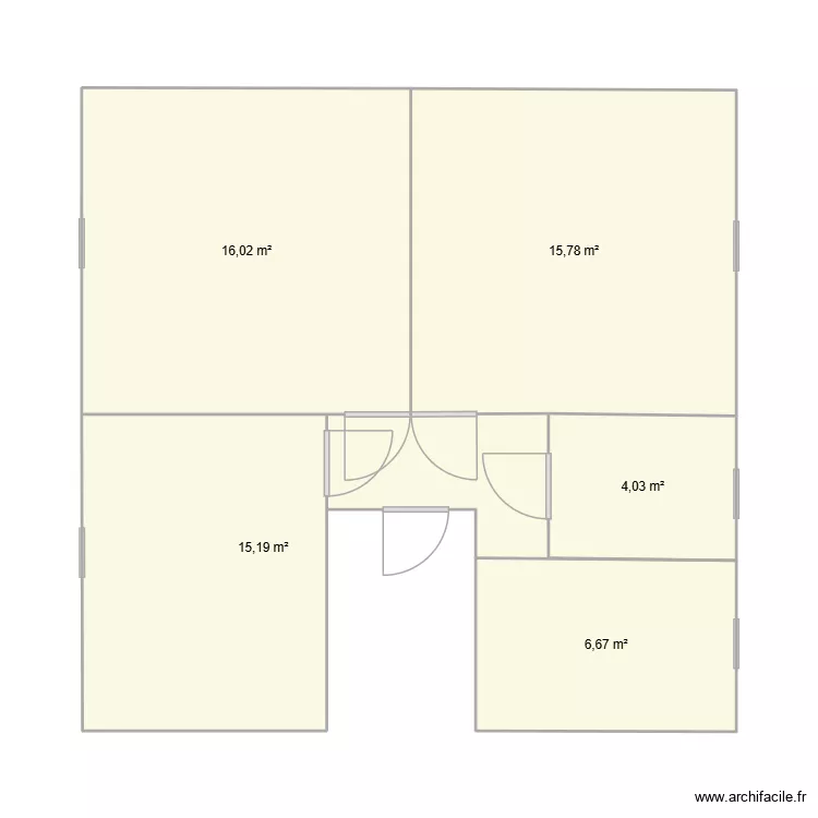 BASE T3 ETAGE 1. Floor plan with 5  and 58 m²