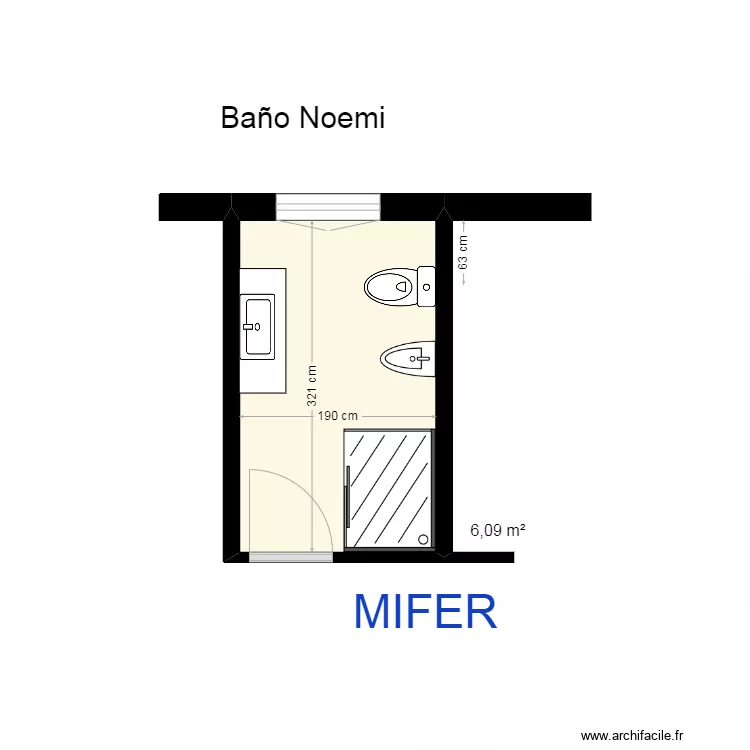 Ba&ntilde;o Noemi. Floor plan with 