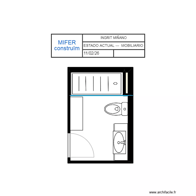 INGRIT MI&Ntilde;ANO--- ESTADO ACTUAL--- MOBILIARIO--. Floor plan with 2 rooms and 3 m²