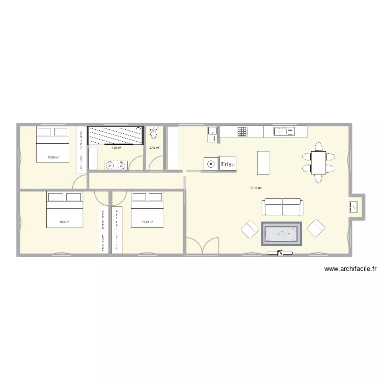 Cottage 2. Floor plan with 6 rooms and 124 m²