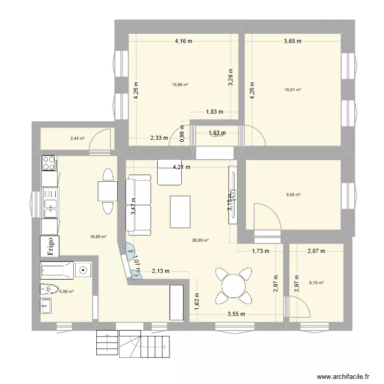 saxli 1. Floor plan with 9  and 99 m²