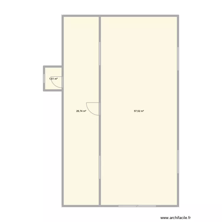 Projeto Centro 2. Floor plan with 3  and 86 m²