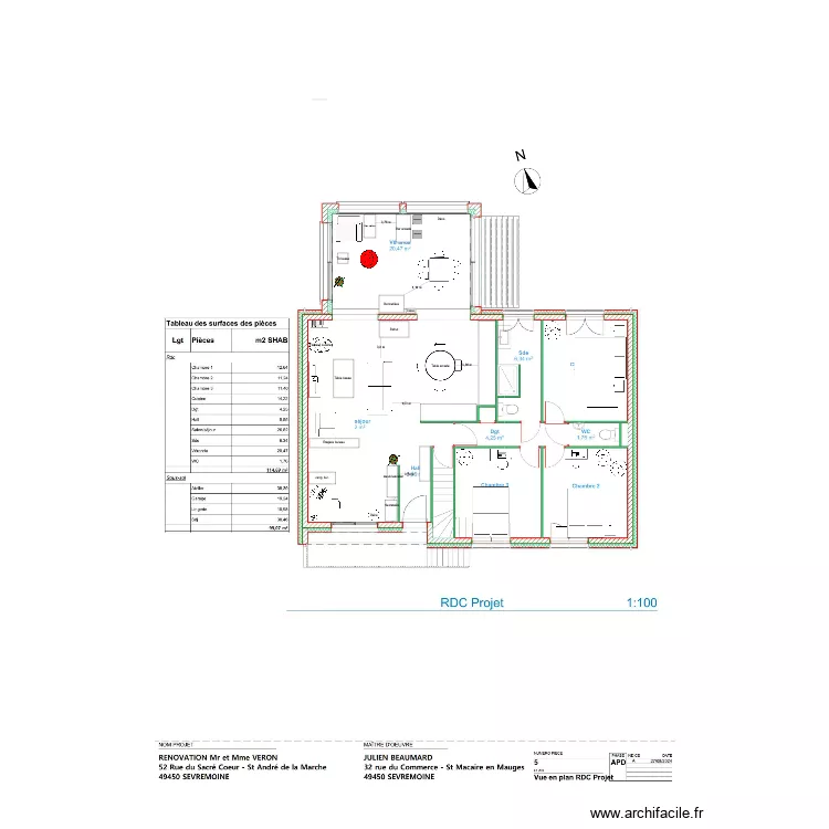 d&eacute;m&eacute;nagement prop 2. Floor plan with 