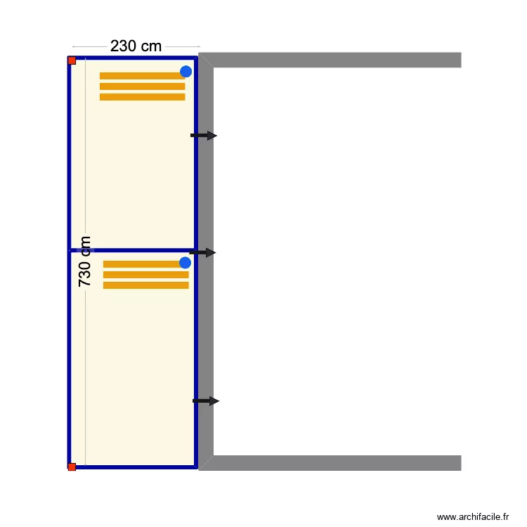 Mendes 6900 x 1870 avancé de charpente. Floor plan with Mendes 6900 x 1870 avancé de charpente. Floor plan with