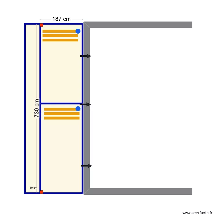 Mendes 7300 x 1870 avanc&eacute; de charpente. Floor plan with 