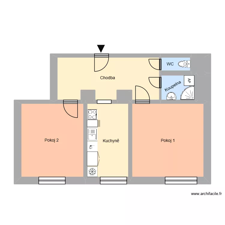 Budovatelsk&aacute; 463, byt 18. Floor plan with 10  and 60 m²