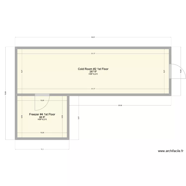 DES Freezer 4 Cold Room 2. Floor plan with 