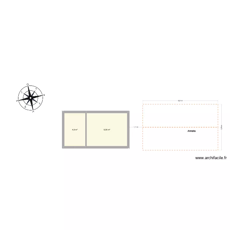Anneks KK. Floor plan with 2  and 14 m²