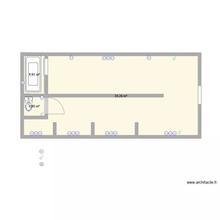Cinthya Fisio. Floor plan with 3  and 31 m²