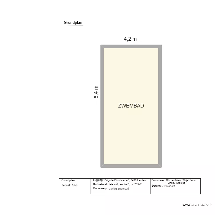 Vergunning_zwembad_grondplan. Floor plan with Vergunning_zwembad_grondplan. Floor plan with