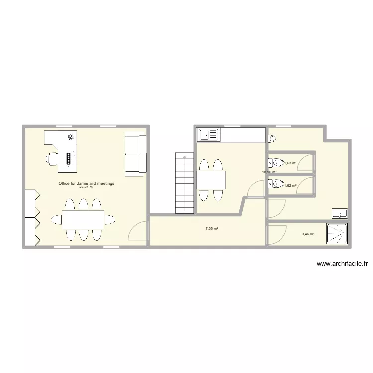 Wc / Office / Mess version 2. Floor plan with 