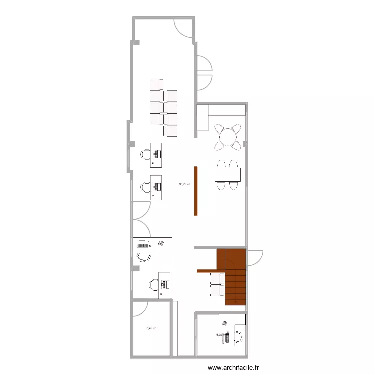 Servicio 2. Floor plan with 3 rooms and 104 m²