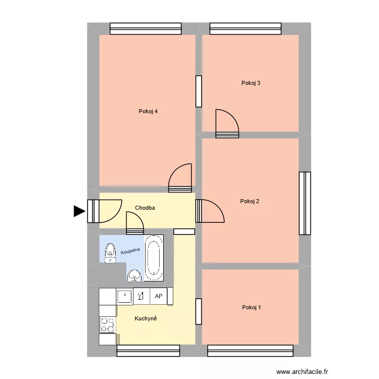 Slovensk&aacute; 2912, byt 1. Floor plan with 13  and 192 m²