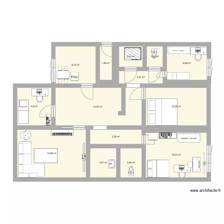 ma maison. Floor plan with 14 and 88 m² ma maison. Floor plan with 14 and 88 m²