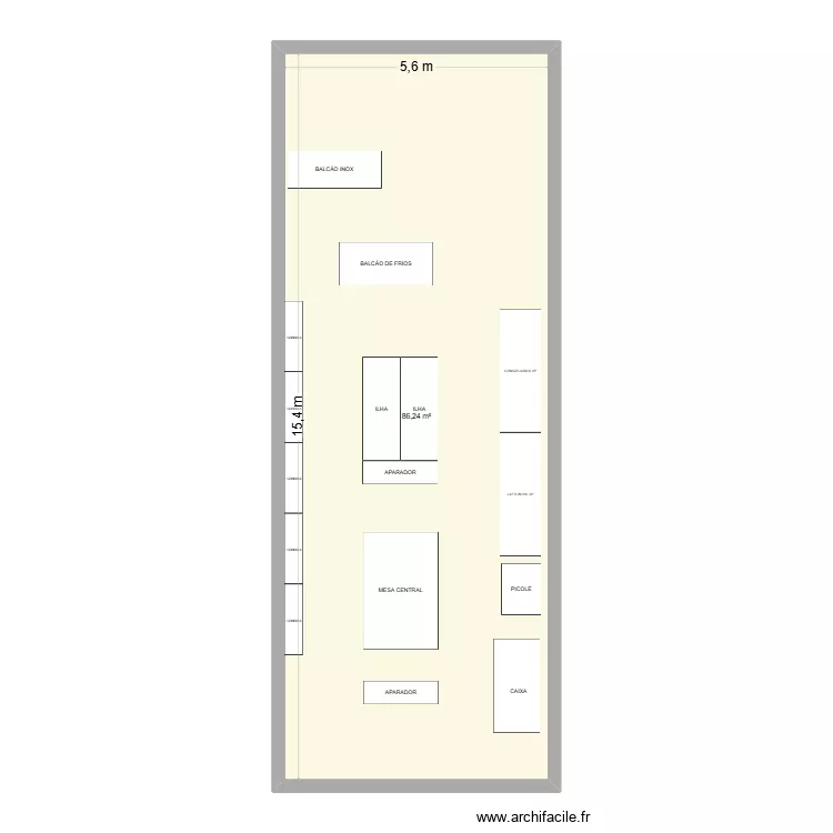 PROJETO LOJA. Floor plan with 1 and 86 m² PROJETO LOJA. Floor plan with 1 and 86 m²