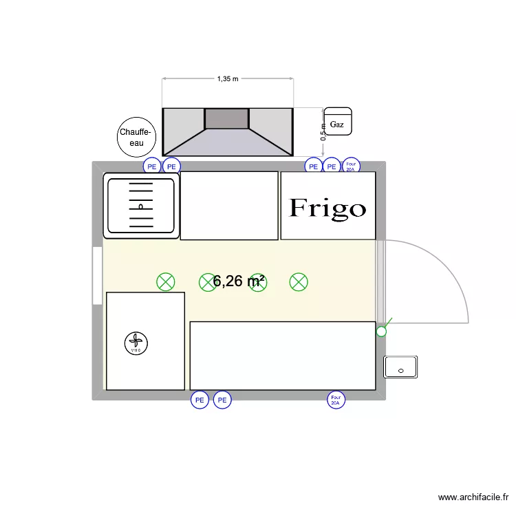 food truck. Floor plan with 1  and 6 m²