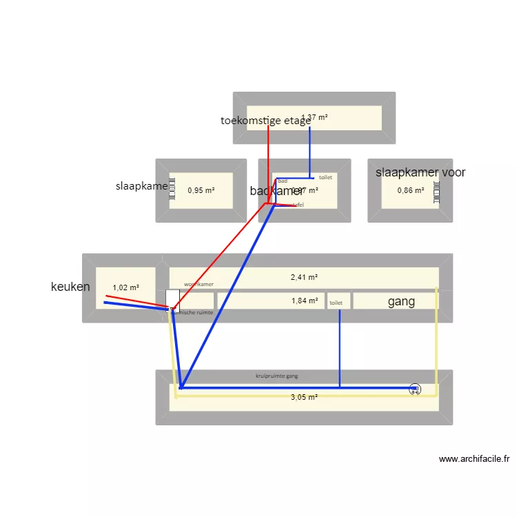 water- en gasplan. Floor plan with 