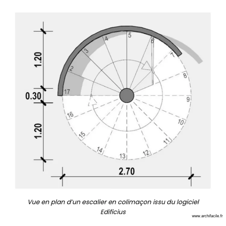 escalier en colimacon. Floor plan with 