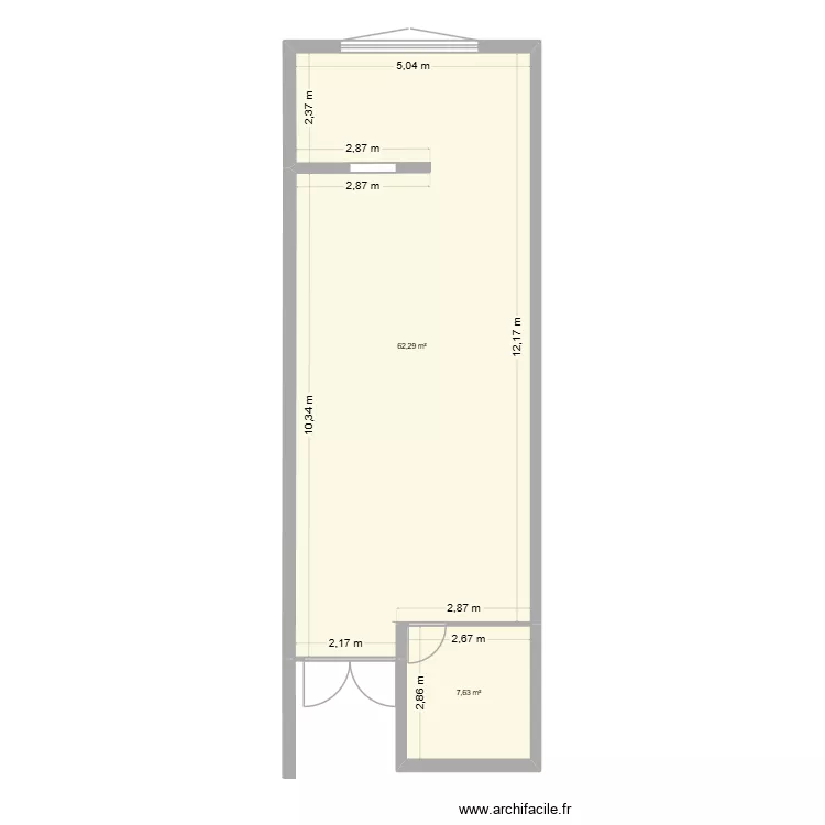 Proyecto A/A. Floor plan with 2  and 70 m²